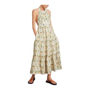 Agua by Agua Bendita Green and Orange Floral Dress